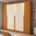 Ver imagem 1 de Guarda-Roupa Casal 6 Portas Ripado e 4 Gavetas Atenas Yescasa Marrom/Nature/Off White