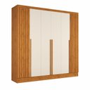 Ver imagem 2 de Guarda-Roupa Casal 6 Portas Ripado e 4 Gavetas Atenas Yescasa Marrom/Nature/Off White