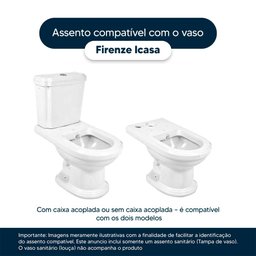 Assento Sanitário Poliester Decorado Firenze Branco com Borboleta para Vaso Icasa - 3