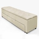 Ver imagem 1 de Recamier Baú para Cama Casal com Gaveta Paris 1,50m Estofado Retro Premium Decorativo Cor Bege