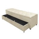 Ver imagem 3 de Recamier Baú para Cama Casal com Gaveta Paris 1,50m Estofado Retro Premium Decorativo Cor Bege