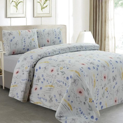 Jogo de Cama 300 Fios Estampado Queen 4 peças Blosson