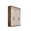 Ver imagem 3 de Guarda Roupa Solteiro 4 Portas 2 Gavetas Paris Marrom/Nogueira/Off White