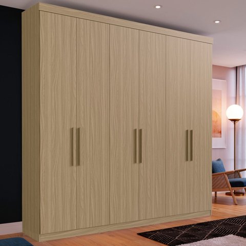Guarda Roupa Casal 6 Portas 2 Gavetas Bélgica Marrom/Cedro