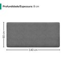 Ver imagem 3 de Cabeceira Painel Suspenso Casal 140 cm Luna Retangular Boucle Cinza Artte