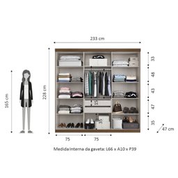 Guarda Roupa Casal 228x233 6 Portas 2 Gavetas Bélgica  - 4