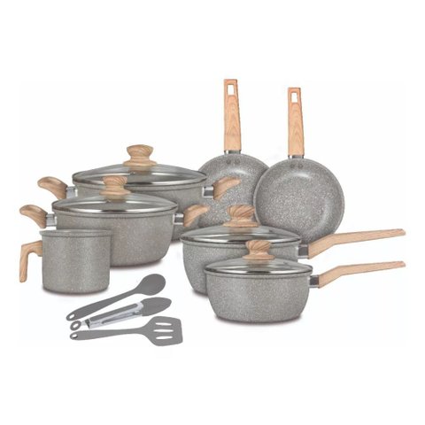 Jogo de Panelas Cerâmica 10 Peças Mable L D Grey Neuhaus