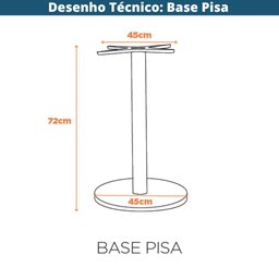 Base de Mesa de Jantar Redonda Pisa Beta Fratini 72 Cm (altura) em Aço Cor Preto com Disco Redondo - 2