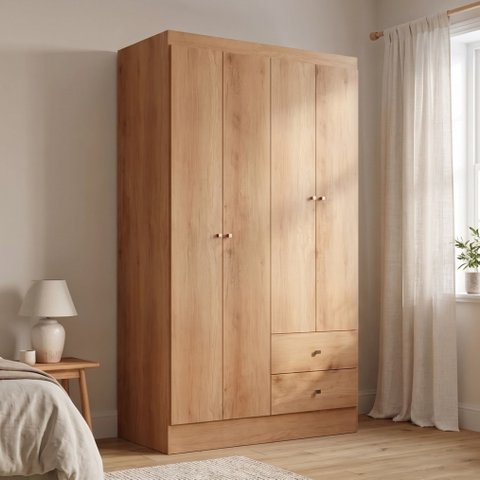 Guarda-Roupa Solteiro 4 Portas e 2 Gavetas Astro 182 x 120cm Yescasa Marrom Freijó