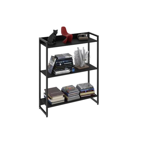 Estante Multiuso Para Escritório Industrial 03 Prateleiras Areta 104x80cm C01 Onix - Lyam Decor