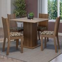 Ver imagem 1 de Conjunto Sala de Jantar Mesa Tampo de Madeira 4 Cadeiras Rustic/crema/bege Marrom Samara Madesa