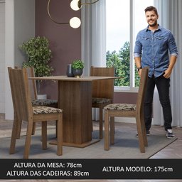 Conjunto Sala de Jantar Mesa Tampo de Madeira 4 Cadeiras Rustic/crema/bege Marrom Samara Madesa - 5
