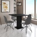 Ver imagem 2 de Mesa Jantar Londres Quadrada Preta 90cm 4 Cadeiras Estofadas Grafite Eames Ferro Preto