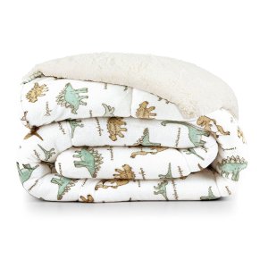 Coberdrom Cobertor Lutti Solteiro Quarto Cama Infantiil Sherpa Manta Toque Lã de Carneiro Dinossauro