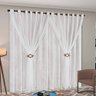 Cortina Cetim Voil com Presilhas Cecília para Sala Quarto 4,00x2,50 - Branco - 1