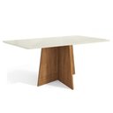 Ver imagem 1 de Mesa de Sala Jantar Lótus + Tampo com Vidro 80x120cm Freijó Off White