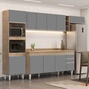 Ver imagem 2 de Armário de Cozinha Modulada 5 Peças CP17 Balcão com Tampo Castanho/Cinza - Lumil Lumil Móveis