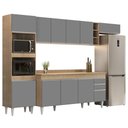 Ver imagem 1 de Armário de Cozinha Modulada 5 Peças CP17 Balcão com Tampo Castanho/Cinza - Lumil Lumil Móveis