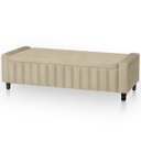 Ver imagem 1 de Calçadeira Baú Casal King Size Estofada Alicia Veludo Bege