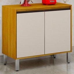 Balcão de Cozinha Eduarda 2 Portas Cinamomo/Off White - Chf Móveis - 2 Balcão de Cozinha Eduarda 2 Portas Cinamomo/Off White - Chf Móveis - 2