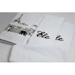 Jogo de Banho Noblesse Luxo Bordado 5 Pecas Branco Paris^ - 3