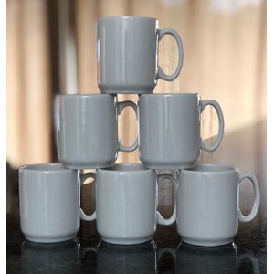 Jogo 6 Canecas 150ml - Kit Porcelana Branca