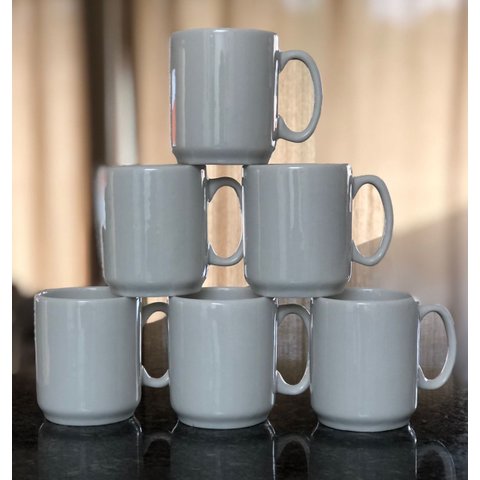 Jogo 6 Canecas 150ml - Kit Porcelana Branca