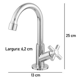 Torneira para Lavatório Bica Móvel com Arejador 1195 Acabamento C-37 1/4 de Volta Medida 1/2 D Metai - 4