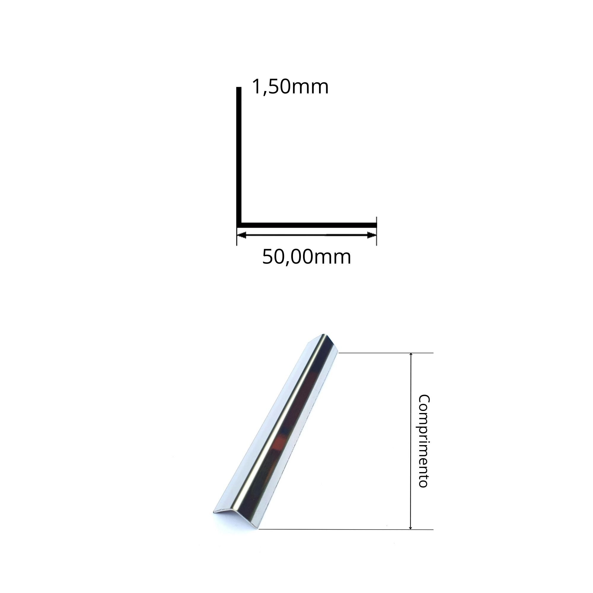 Cantoneira Inox - 50mm X 50mm X 1,50mm - Polido - 1 Metro - 4