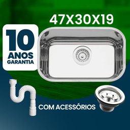 Cuba Pia Inox 304 Cozinha Nº1 47x30x19 As Luxo - 3