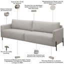 Ver imagem 5 de Sofá 3 Lugares para Sala de Estar Living 204cm Industrial Italy F04 Linho Cinza Claro - Lyam Decor