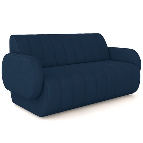 Sofá 3 Lugares Sala Living Orgânico 188cm Fávara K01 Veludo Azul Marinho - Lyam Decor