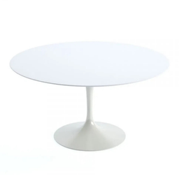 Mesa de Jantar Tulipa Saarinen Redonda 120 cm Tampo Laca + Vidro Branca Base Branca Personal Moveis  - 1