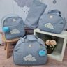 Bolsa maternidade bebê kit 4 peças Nuvem azul impermeável - 1