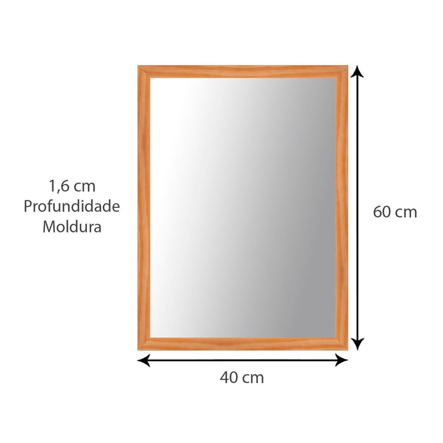 Espelho para Sala Moldura Madeira Maciça Retangular 60cmx40cm Decore Ponto - 5
