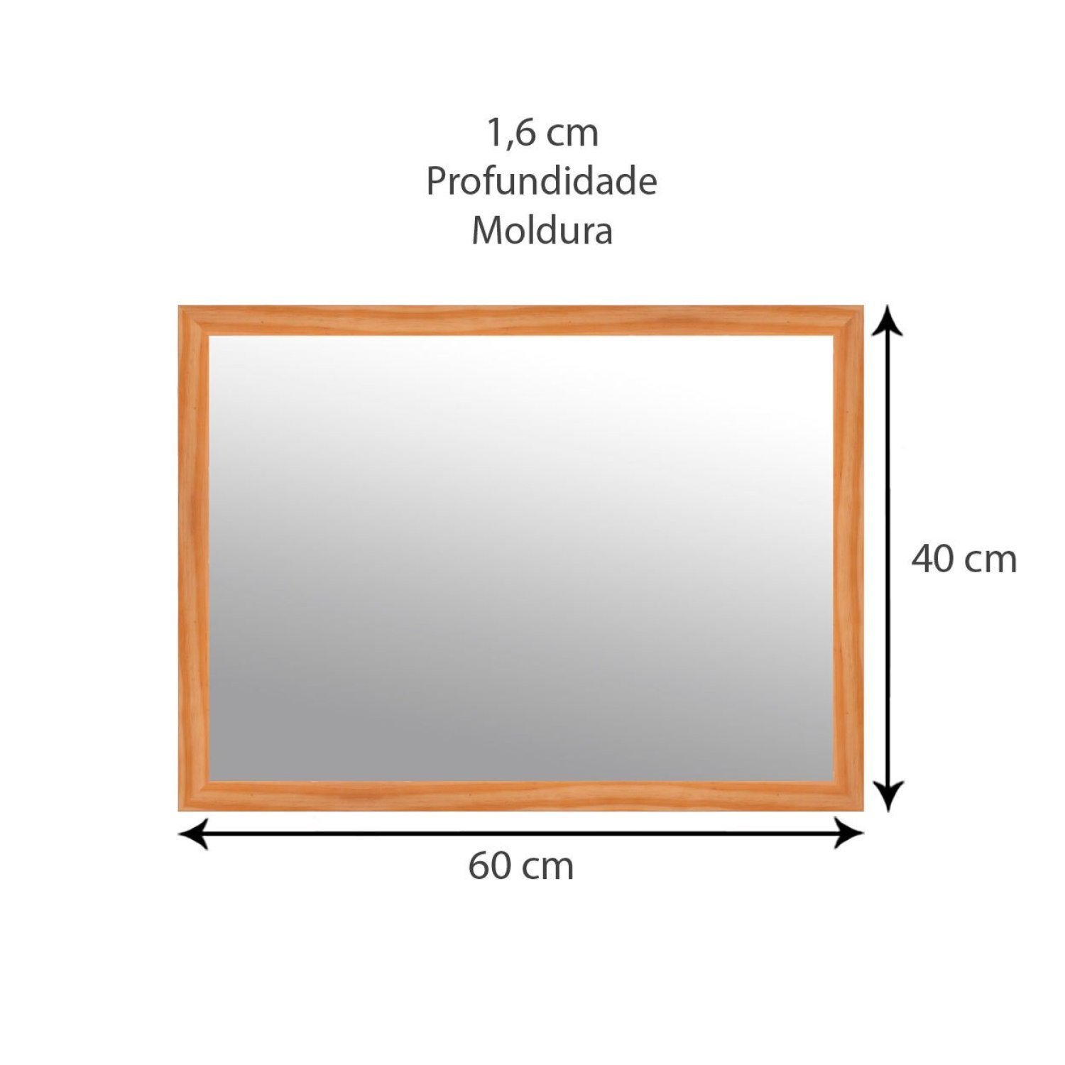 Espelho para Sala Moldura Madeira Maciça Retangular 60cmx40cm Decore Ponto - 6
