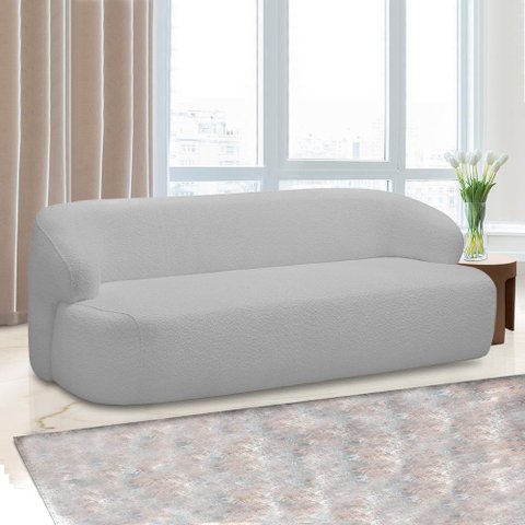 Sofá Decorativo 2 Lugares Charlote 180cm Sala de Estar Pés em Madeira Bouclê Cinza G88 - Gran