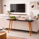 Ver imagem 2 de Aparador Moderno para Sala e Hall de Entrada 90x35x82 cm 4 Pés de Madeira – Mesa Decorativa Preto