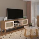 Ver imagem 1 de Sala de Estar Completa para TV até 75 Polegadas Charlotte 2 Portas Carvalho/Off White - Artely Móvei