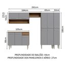 Ver imagem 4 de Armário de Cozinha Completa 261cm Rustic/Cinza Emilly Madesa 02