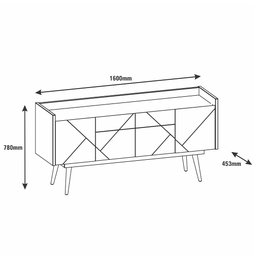 Kit Aparador Buffet Para Sala Veneza Com Espelho Caribe Preto C03 Cinza Pérola Noce - Lyam Decor - 8 Kit Aparador Buffet Para Sala Veneza Com Espelho Caribe Preto C03 Cinza Pérola Noce - Lyam Decor - 8