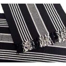Jogo de cozinha tapetes com passadeira kit 3 peças Varias Cores:Preto Listrado - 3