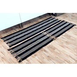 Jogo de cozinha tapetes com passadeira kit 3 peças Varias Cores:Preto Listrado - 2