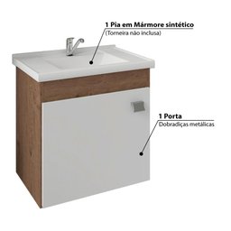 Conjunto para Banheiro Iris com Espelho e 1 Porta - Amêndoa/Branco - 3