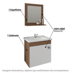 Conjunto para Banheiro Iris com Espelho e 1 Porta - Amêndoa/Branco - 2