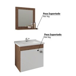 Conjunto para Banheiro Iris com Espelho e 1 Porta - Amêndoa/Branco - 5