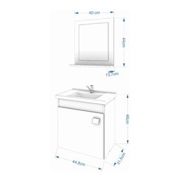 Conjunto para Banheiro Iris com Espelho e 1 Porta - Amêndoa/Branco - 6