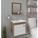 Ver imagem 1 de Conjunto para Banheiro Iris com Espelho e 1 Porta - Amêndoa/Branco