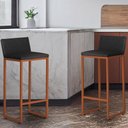 Ver imagem 3 de Kit 3 Banquetas Alta Dani Reforçada Decorativa Balcão Bancada Cozinha Bar Base Bronze Courino Preto