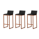 Ver imagem 1 de Kit 3 Banquetas Alta Dani Reforçada Decorativa Balcão Bancada Cozinha Bar Base Bronze Courino Preto